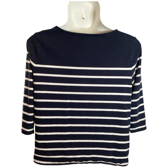 Talbots Navy Blouse with White Stripes and Dots, Plus Size 2X - Picture 2 of 8
